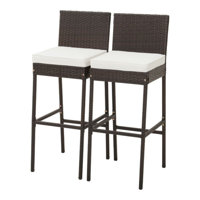 Set Of 2 Patio Wicker Barstools With Seat Cushion And Footrest by Latitude Run