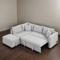 83" Wide L-Shaped Pull Out Sleeper Sectional Sofa Bed With USB Ports by Latitude Run