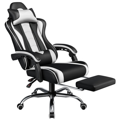 Ergonomic Gaming Chair with Massage Lumbar Pillow by Inbox Zero