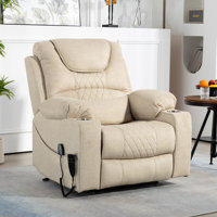 Oversized Lift Chair Lay Flat 74.2" Length, Large Power Lift Recliner For Elderly, Extra Wide Heated Massage Chair For Big And Tall In 25" Seat Width, by Latitude Run