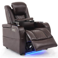 Home Theater Seating Seats, Game Movie Theater Chairs Theater Recliner Sofa With 7 Colors Ambient Lighting, Lumbar Pillow, Side Pocket, Tray Table, Po