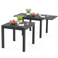 Patio Expandable Dining Table 31.5”-63” Adjustable Rectangular All Weather Aluminum Outdoor Dining Table For 4-6 Person by Latitude Run