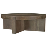 Round Solid Mango Wood Coffee Table Brown by Loon Peak
