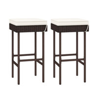 Patio Rattan Barstools With Footrest And Soft Cushions For Backyard Balcony by Latitude Run