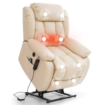 Infinite Position Dual Motor Power Lift Recliner Chair Leather Chair with USB, Heat and Massage