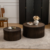 Set Of 2 Coffee Table Set With Vertical Textured Embossed Design by Loon Peak
