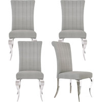 Grey Dining Chairs With Silver Legs Set Of 4 by Rosdorf Park