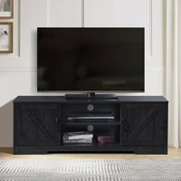 59 In. Wood Oak TV Stand With 2 Storage Cabinets Fits TV