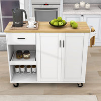 Charlin Versatile Kitchen Island Cart with Folding Countertop and Ample Storage for Small Spaces by Lark Manor