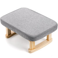 Footstool Ottoman, Rectangle Fabric Foot Stool Rest With Wooden Legs And Non-Slip Soft Padding, Modern Footstools Step For Couch, Gray