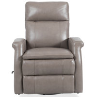 32" Top Grain Leather Manual Swivel Glider Recliner with Rolled Arms by Red Barrel Studio