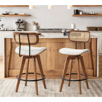Sirine Swivel Linen Bar & Counter Stool by Bay Isle Home