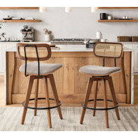 Sirine Swivel Linen Bar & Counter Stool by Bay Isle Home