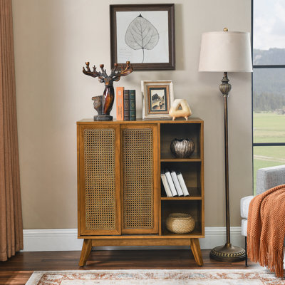 Storage Cabinet with open shelves and sliding doors by Bayou Breeze