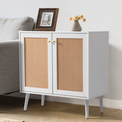Barthol Accent Storage Cabinet with Rattan Doors, Sideboard Buffet Cabinet, Adjustable Shelves for Living Room by Bay Isle Home