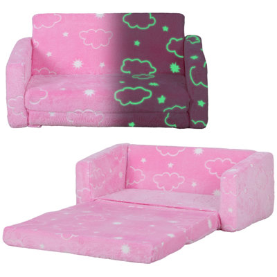 2 in 1 Kids Sofa Chair, Toddler Couch with Glow in The Dark Cosmic Patten by Isabelle & Max