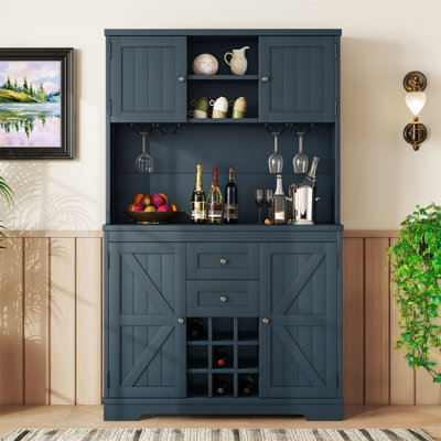 47.3" Coffee Bar Cabinet with Storage, Wine Glass Racks, Drawers & Shelves, Buffet Cabinet for Kitchen & Dining Room by Gracie Oaks
