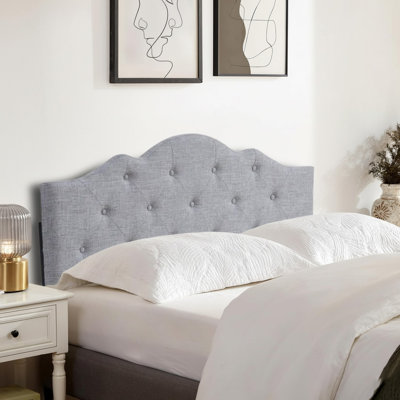 Charlie Twin Upholstered Tufted Round Headboard - Beige by Winston Porter
