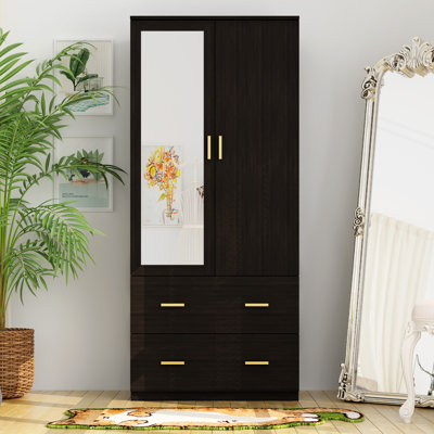 2-Door Armoire With 2-Drawers And Clothing Rod Plus Mirror by Ebern Designs