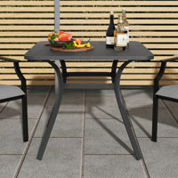 32 Inch Patio Dining Table Metal Square Table For Dining With 4 Curved Legs by Lark Manor