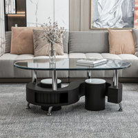 Patrizi Oval Glass Top Coffee Table by Ivy Bronx