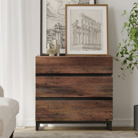 Nellie 3 Dresser For Bedroom,Modern Closet Organizers And Storage, Chest Of Drawers With Metal Base, Mid Century Wooden Dresser For Living Room, Nurse by Latitude Run