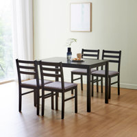 Dainis 5-Piece Dining Room Table Set, Wooden Kitchen Table Chair Set For Four by Lark Manor