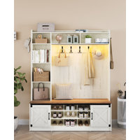 Hall Tree, 6-in-1 Farmhouse Entryway Bench with Shoe Storage Bench & Coat Rack, Entryway Furniture with 15 Cubbies & 5 Tri-Hook, Adjustable Shoe Stora by Gracie Oaks