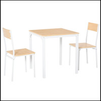 3-Piece Wooden Square Dining Table Set with 1 Table and 2 Chairs and Sturdy Metal Frame by Latitude Run