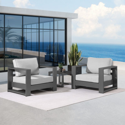 Hoyt Outdoor Aluminum Conversation Set with Coffee Table by AllModern