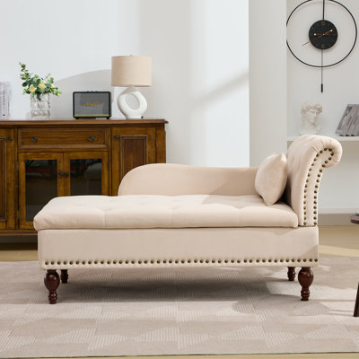 Storage Upholstered Chaise Lounge with Pillow by House of Hampton