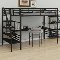 Metal Loft Bed Frame With Desk by Isabelle & Max
