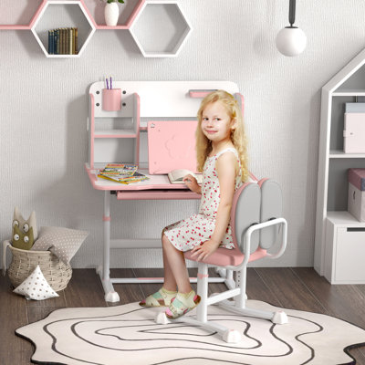 Height Adjustable Kids Desk and Chair Set w/ Reading Rack by Zoomie Kids