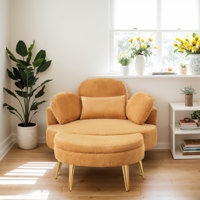 Small Sofa With Storage Ottoman, Small Sofa Bed 3 Pillows, Lazy Small Sofa Suitable For Small Space by George Oliver