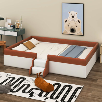 Upholstered Daybed Frame With Fence And Stairs