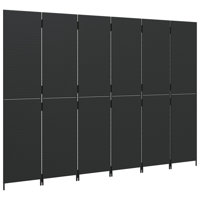 Arlmont & Co. Room Divider 6 Panels Black Poly Rattan