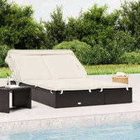 2-Person Sunbed With Foldable Roof 83.9"X46.5"X38.2" Poly Rattan by Latitude Run