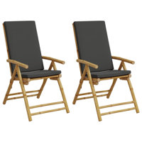 Bay Isle Homeâ„¢ Folding Bistro Chairs 2 Pcs With Cushions Bamboo by Bay Isle Home