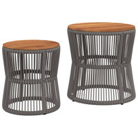 Bay Isle Homeâ„¢ Patio Side Tables 2 Pcs With Wooden Top Poly Rattan by Bay Isle Home