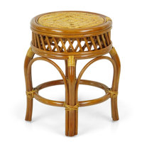 Ginger Handmade Rattan Wicker Stool, Fully Assembled