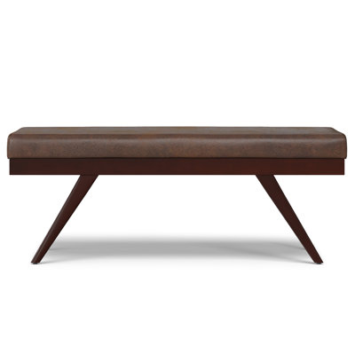 Chanelle 48"W Mid-Century Modern Ottoman Bench with Upholstered Seat and Solid Wood Frame by Simpli Home