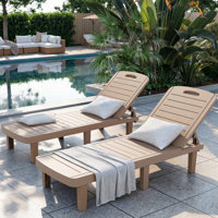 2-Piece Outdoor Resin Chaise lounge Set with Cup Holders by Arlmont & Co.