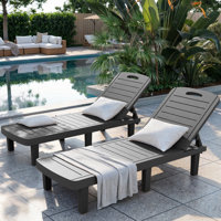 2-Piece Outdoor Resin Chaise lounge Set with Cup Holders by Arlmont & Co.