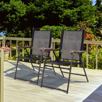 Set Of 2 Patio Folding Sling Back Camping Deck Chairs by Arlmont & Co.
