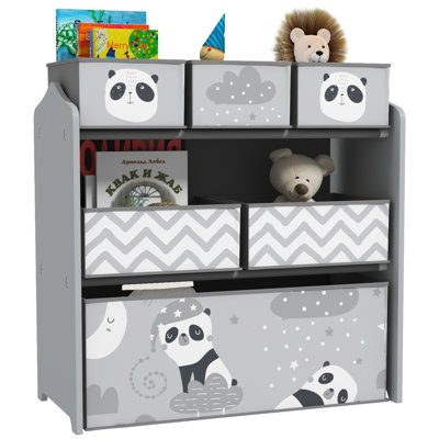 Toy Organizer with 6 Storage Bins, Kids Storage Unit for Bedroom, Kids Room, 25" x 12" x 26", Gray by Indigo Safari