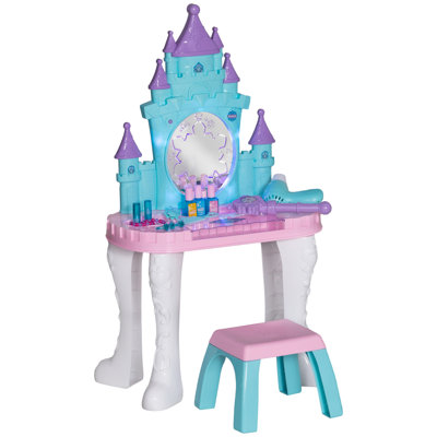 Zoomie Kids Kids Vanity Set with Mirror and Stool, Light, Music, Castle Design by Zoomie Kids