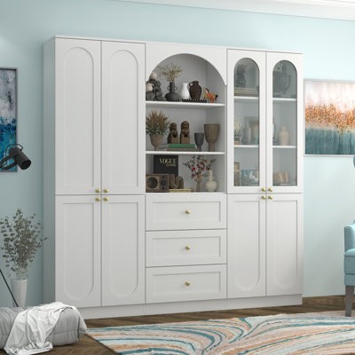 3 Drawer Entryway Storage Cabinet China Cabinet With Glass Doors by Ebern Designs