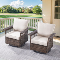 Outdoor Patio Brown Wicker Swivel Glider Rocker Chair With Cushions (2-Pack) by Red Barrel Studio