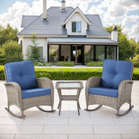 Valierius 3 Piece Patio Furniture Set Comfortable PE Rattan Wicker Outdoor Rocking Chairs & Side Table Perfect For Outdoor Relaxation, Front Porch, Or by Red Barrel Studio