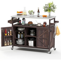 Versatile Outdoor Grill Cart With Storage, Spice Rack, Paper Towel Holder, And Lockable Wheels